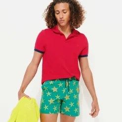 Cheap Vilebrequin Men Swim Trunks Embroidered Starfish Dance - Limited Edition Linden/Green