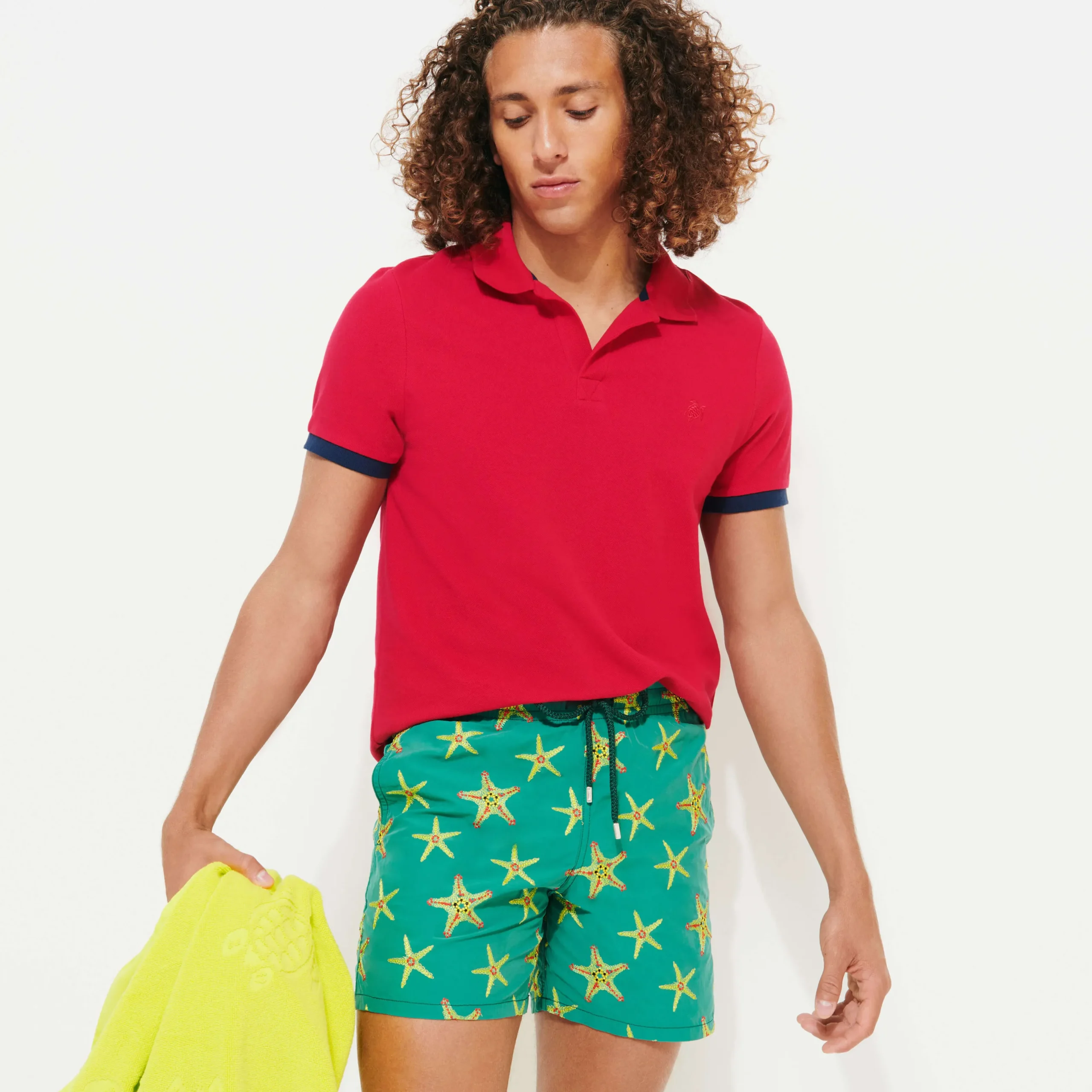 Cheap Vilebrequin Men Swim Trunks Embroidered Starfish Dance - Limited Edition Linden/Green