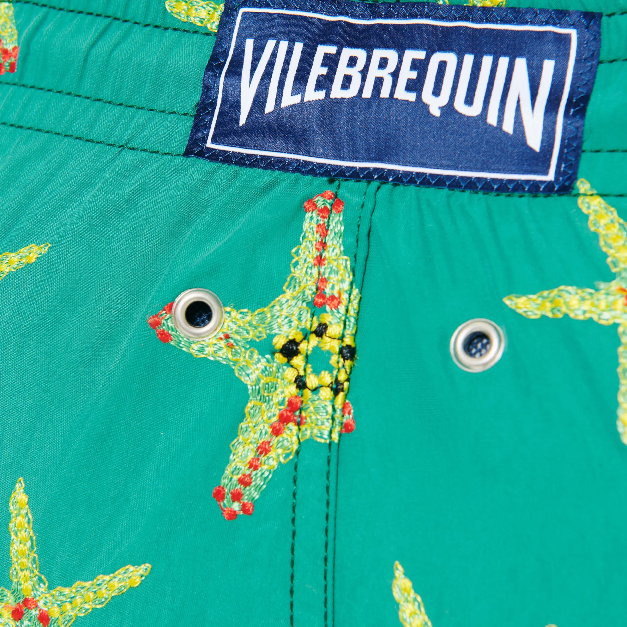 Cheap Vilebrequin Men Swim Trunks Embroidered Starfish Dance - Limited Edition Linden/Green