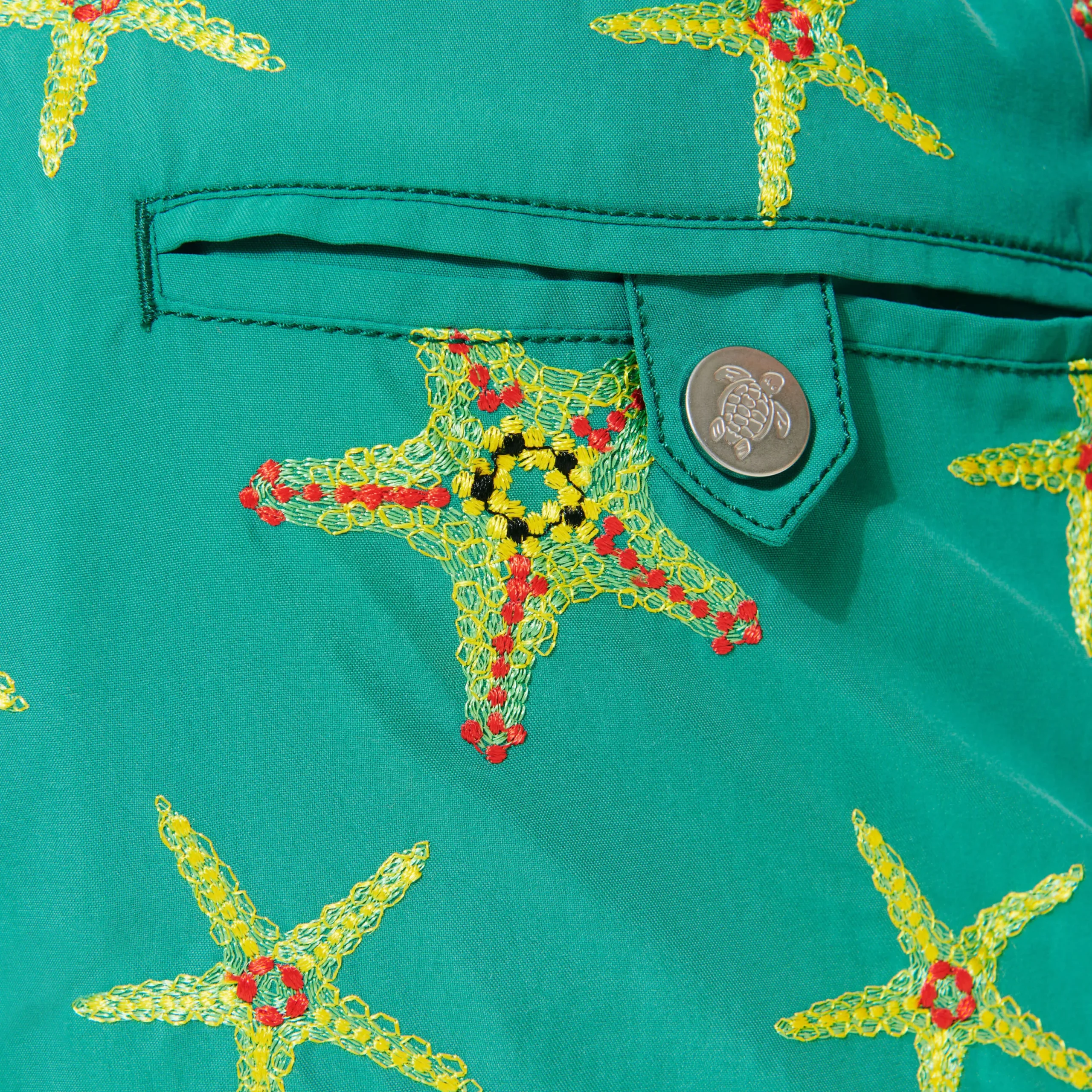 Cheap Vilebrequin Men Swim Trunks Embroidered Starfish Dance - Limited Edition Linden/Green