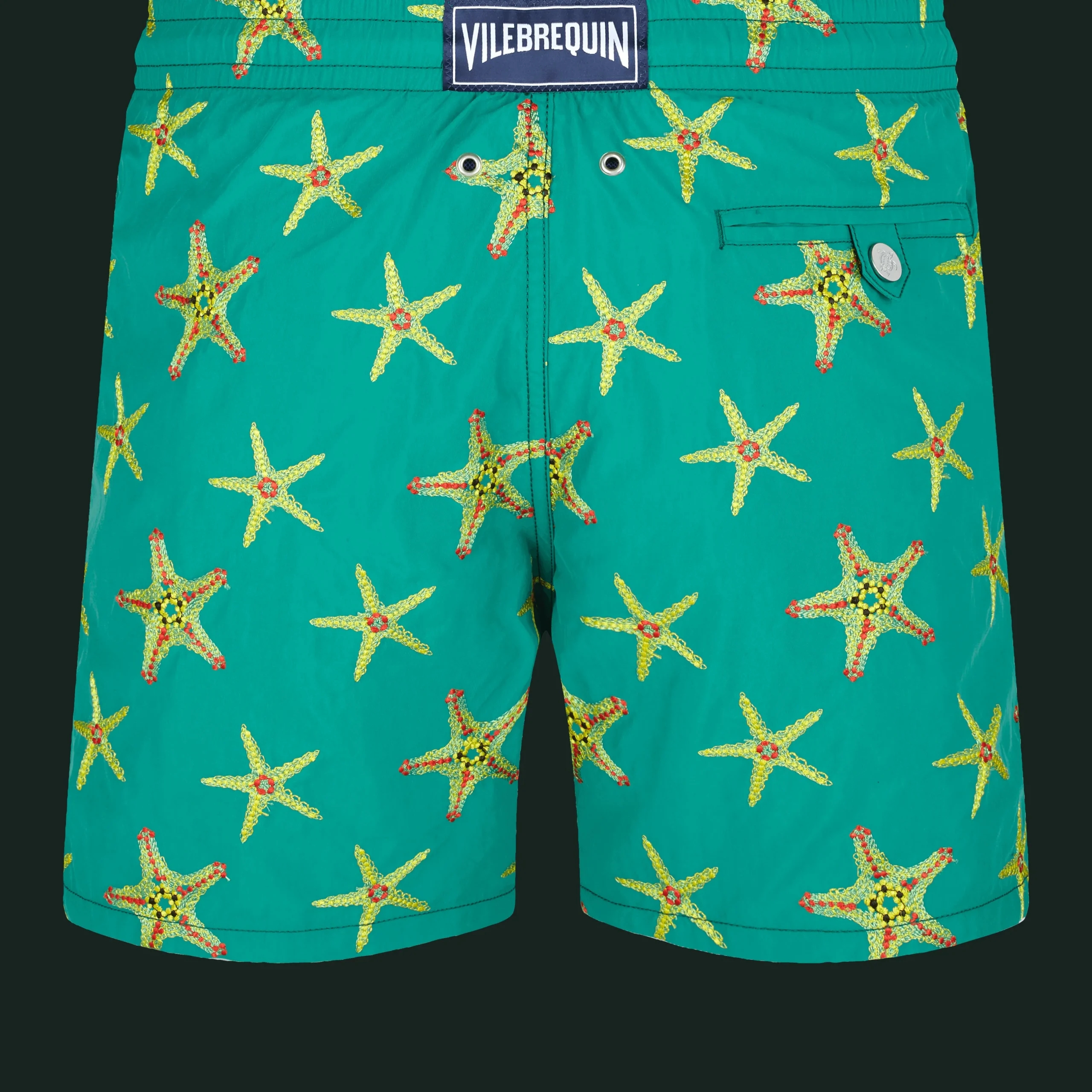 Cheap Vilebrequin Men Swim Trunks Embroidered Starfish Dance - Limited Edition Linden/Green