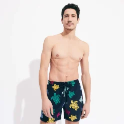 Discount Vilebrequin Men Swim Trunks Embroidered Ronde Tortues Multicolores - Limited Edition Navy/Blue