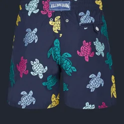 Discount Vilebrequin Men Swim Trunks Embroidered Ronde Tortues Multicolores - Limited Edition Navy/Blue