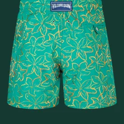 Outlet Vilebrequin Men Swim Trunks Embroidered Raiatea - Limited Edition Emerald/Green