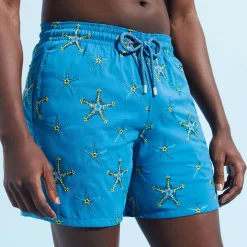 Store Vilebrequin Men Swim Trunks Embroidered Starfish Dance - Limited Edition Calanque/Blue