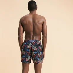 Shop Vilebrequin Men Swim Trunks Embroidered Fond Marins - Limited Edition Black/Black