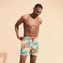 Cheap Vilebrequin Men Swim Trunks Fond Marins Multicolores White/White