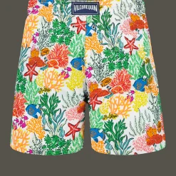 Cheap Vilebrequin Men Swim Trunks Fond Marins Multicolores White/White