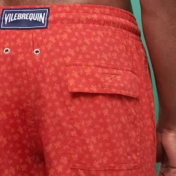 Shop Vilebrequin Men Swim Trunks Long Micro Ronde Des Tortues Peppers/Red