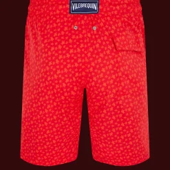 Shop Vilebrequin Men Swim Trunks Long Micro Ronde Des Tortues Peppers/Red