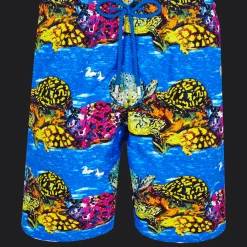 Discount Vilebrequin Men Swim Trunks Long X Hunt Slonem Atoll/Blue