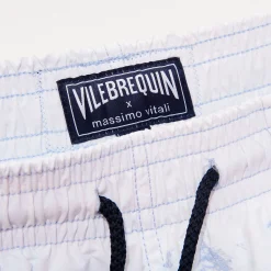Sale Vilebrequin Men Swim Trunks Massimo Vitali Sky Blue/Blue