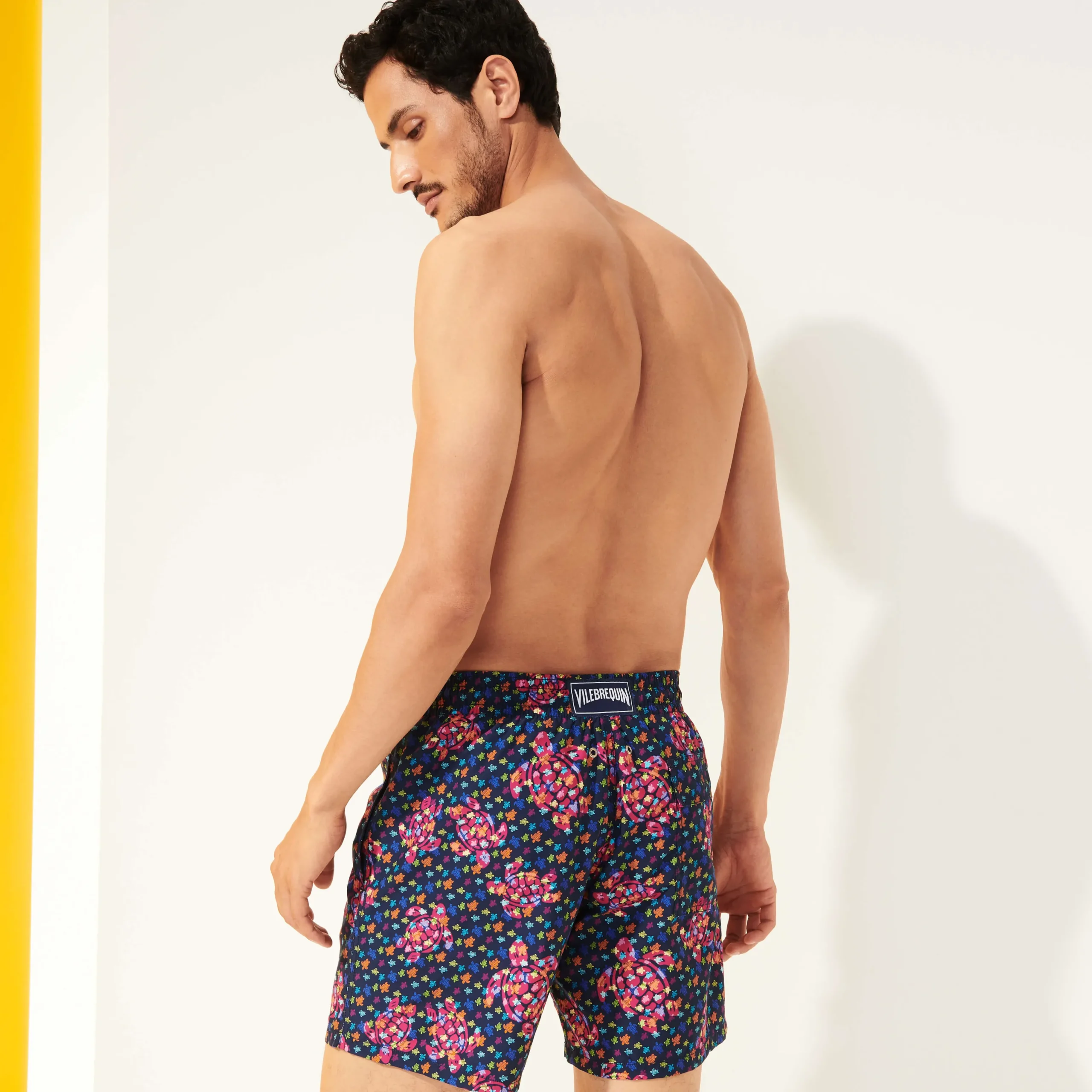 Shop Vilebrequin Men Swim Trunks Micro Macro Ronde Des Tortues Navy/Blue