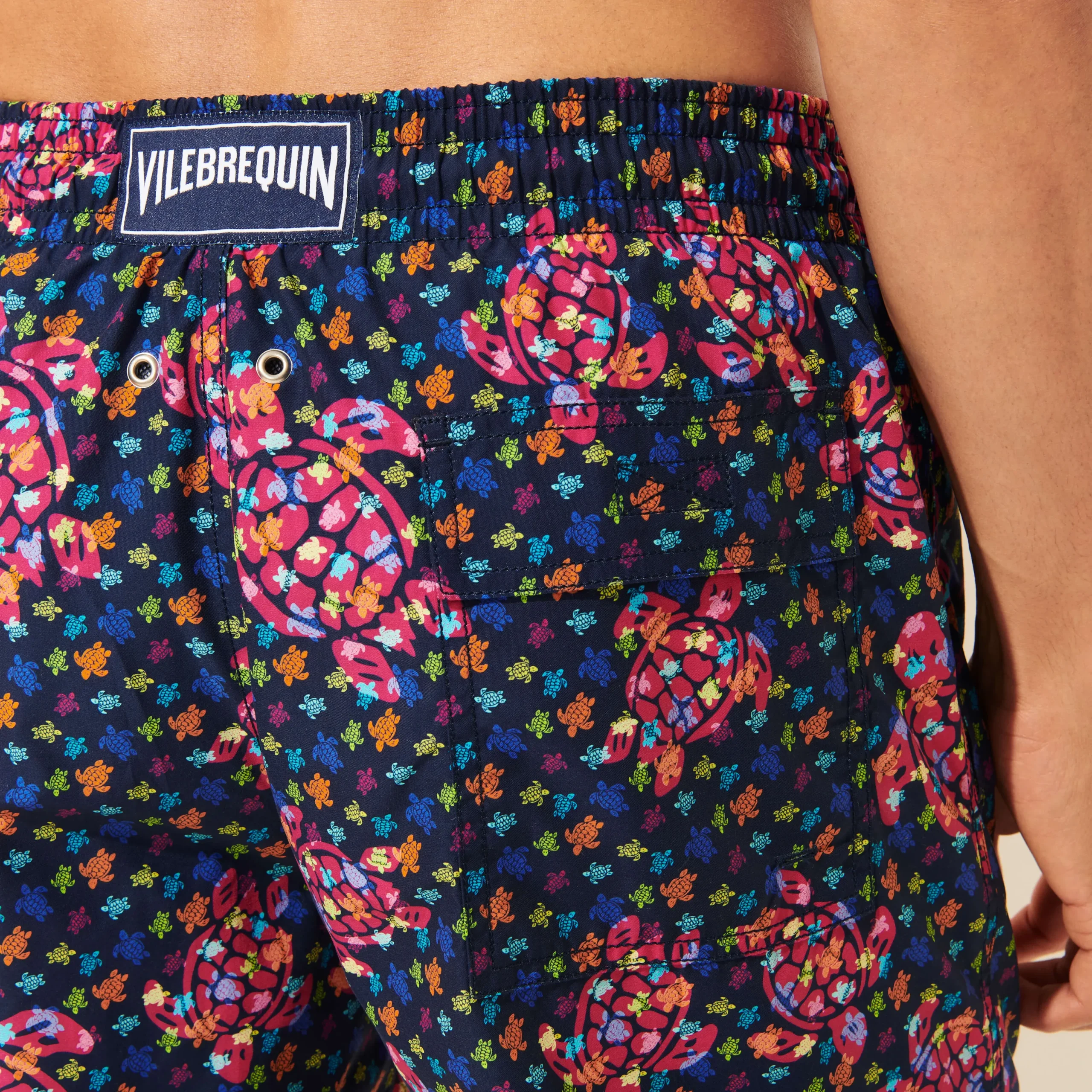 Shop Vilebrequin Men Swim Trunks Micro Macro Ronde Des Tortues Navy/Blue