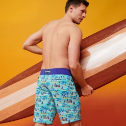 Sale Vilebrequin Men Swim Trunks Palms & Surfs - X The Beach Boys Lazulii Blue/Blue