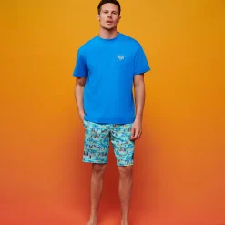 Sale Vilebrequin Men Swim Trunks Palms & Surfs - X The Beach Boys Lazulii Blue/Blue