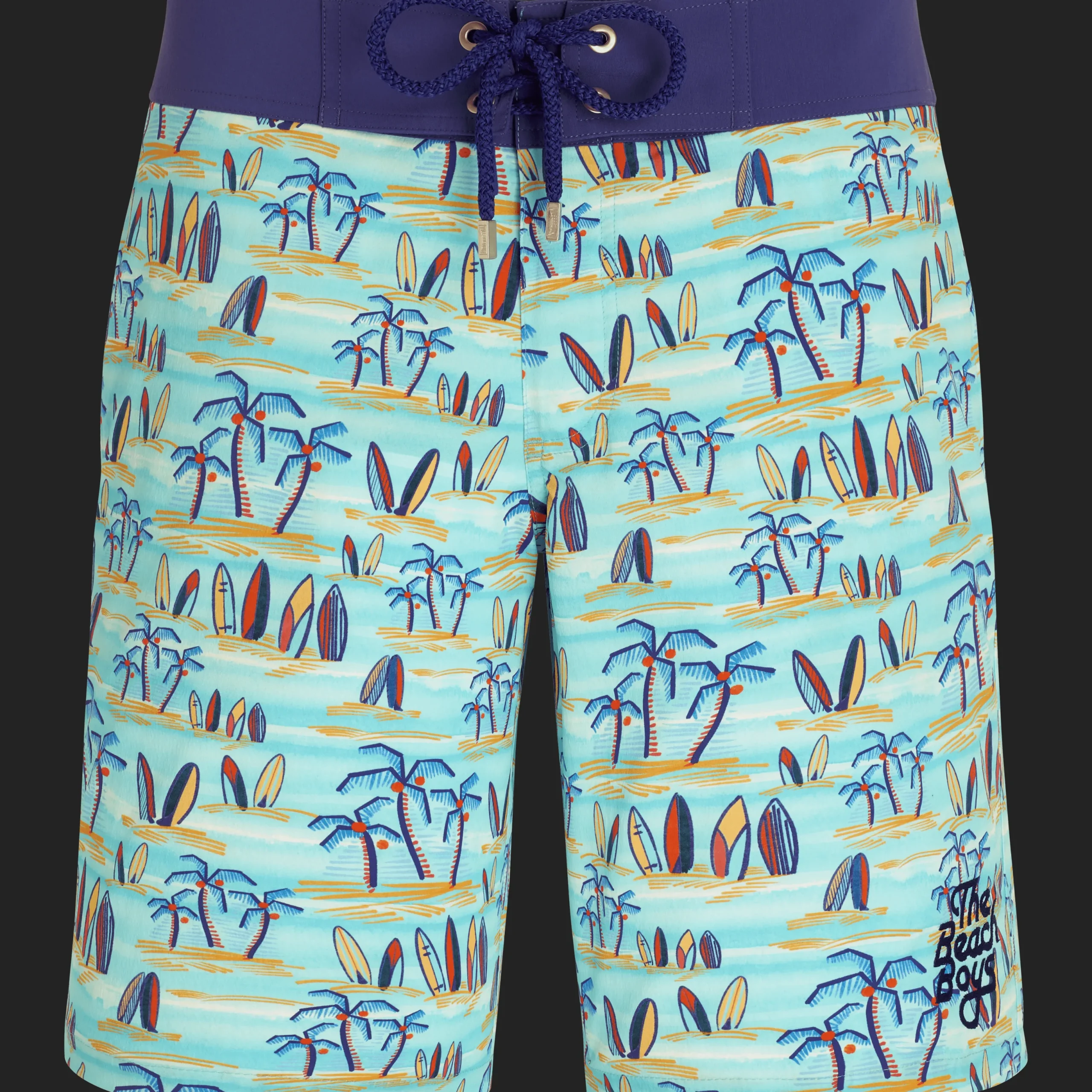Sale Vilebrequin Men Swim Trunks Palms & Surfs - X The Beach Boys Lazulii Blue/Blue
