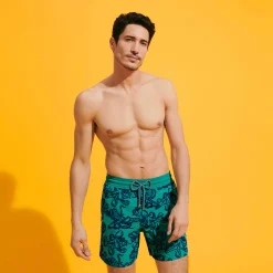 Clearance Vilebrequin Men Swim Trunks Poulpes Flocked Emerald/Green