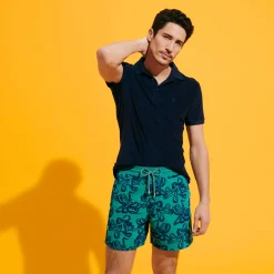 Clearance Vilebrequin Men Swim Trunks Poulpes Flocked Emerald/Green