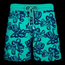 Clearance Vilebrequin Men Swim Trunks Poulpes Flocked Emerald/Green