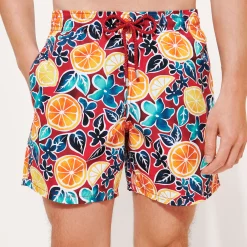 Fashion Vilebrequin Men Swim Trunks Presse Citron Burgundy/Red