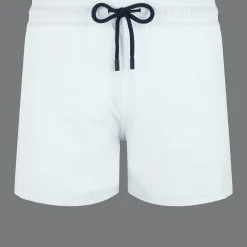 New Vilebrequin Men Swim Trunks Short And Fitted Stretch Solid Glacier/Blue