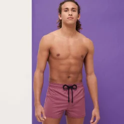 Shop Vilebrequin Men Swim Trunks Short And Fitted Stretch Solid Murasaki/Purple