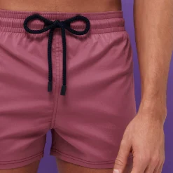 Shop Vilebrequin Men Swim Trunks Short And Fitted Stretch Solid Murasaki/Purple