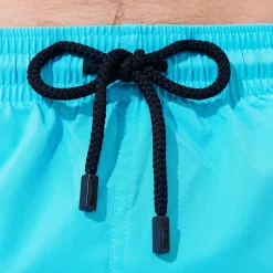 New Vilebrequin Men Swim Trunks Short And Fitted Stretch Solid Azure/Blue
