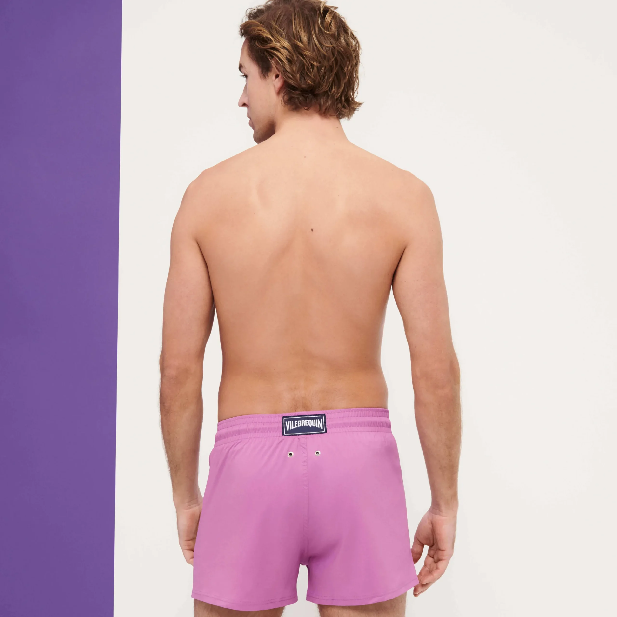 Cheap Vilebrequin Men Swim Trunks Short And Fitted Stretch Solid Pink Dahlia/Pink
