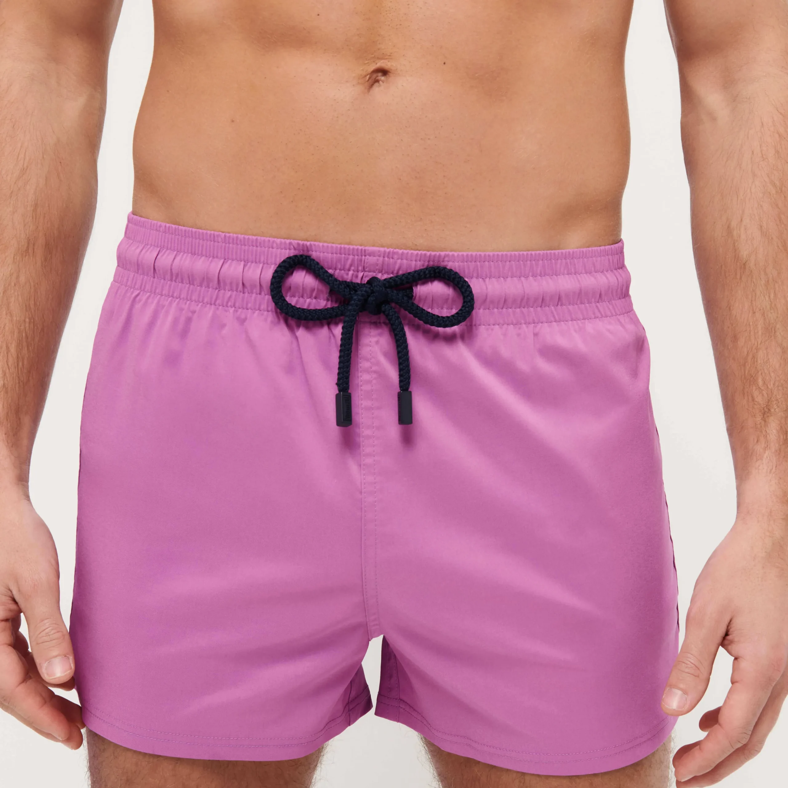 Cheap Vilebrequin Men Swim Trunks Short And Fitted Stretch Solid Pink Dahlia/Pink