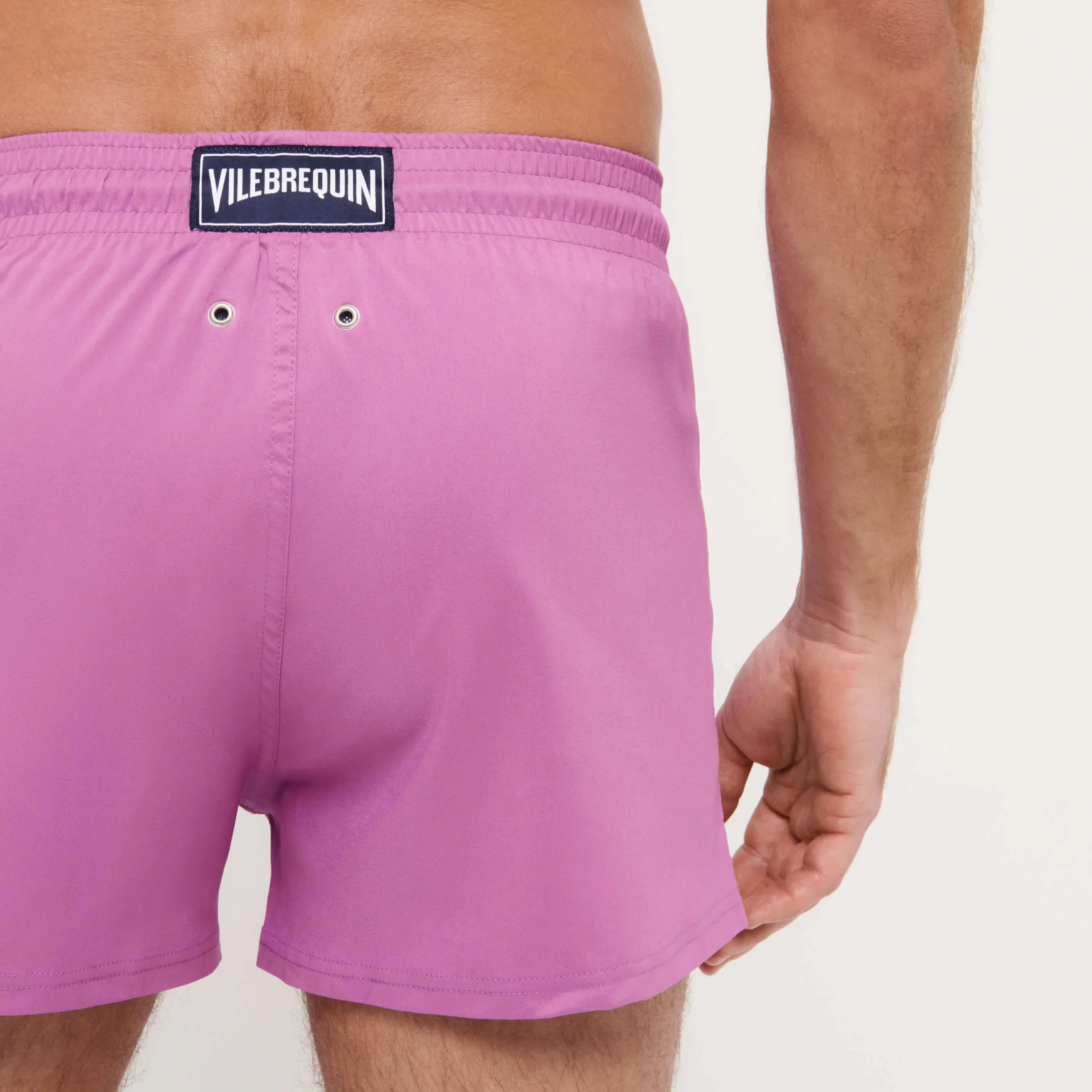 Cheap Vilebrequin Men Swim Trunks Short And Fitted Stretch Solid Pink Dahlia/Pink