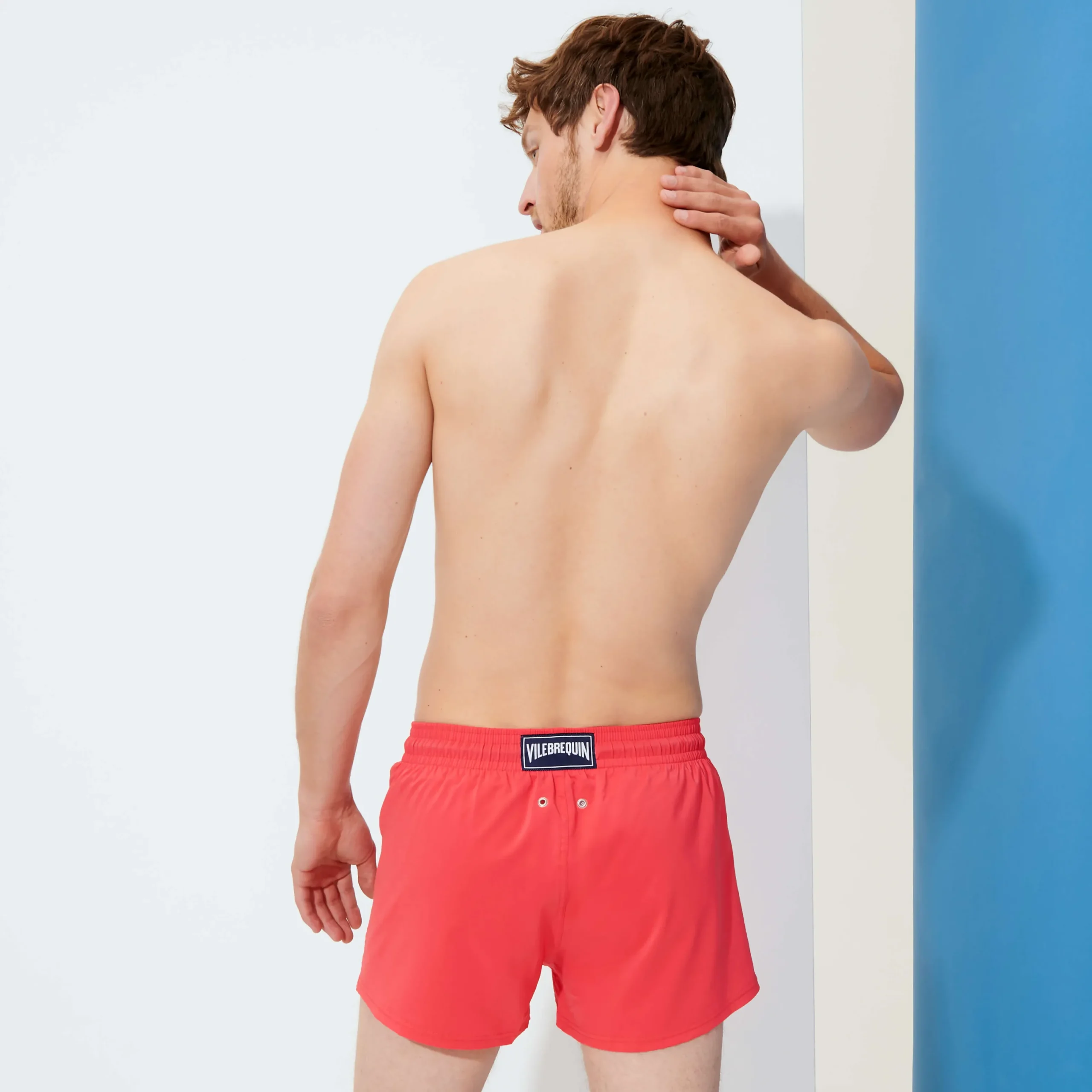 Outlet Vilebrequin Men Swim Trunks Short And Fitted Stretch Solid Masala/Pink