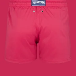 Clearance Vilebrequin Men Swim Trunks Short And Fitted Stretch Solid Burgundy/Red