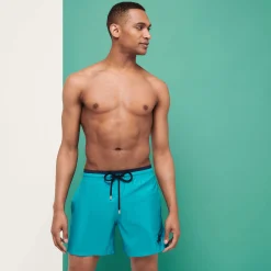 Best Vilebrequin Men Swim Trunks Solid Bicolore Ming Blue/Blue