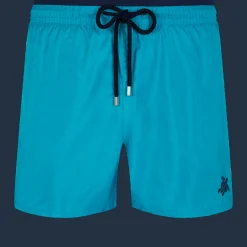 Best Vilebrequin Men Swim Trunks Solid Bicolore Ming Blue/Blue