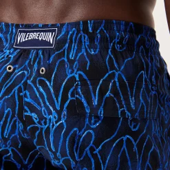 New Vilebrequin Men Swim Trunks Stretch Gershwin X Hunt Slonem - Usa Exclusive Print Navy/Blue