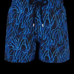 New Vilebrequin Men Swim Trunks Stretch Gershwin X Hunt Slonem - Usa Exclusive Print Navy/Blue