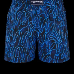 New Vilebrequin Men Swim Trunks Stretch Gershwin X Hunt Slonem - Usa Exclusive Print Navy/Blue