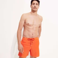 Hot Vilebrequin Men Swim Trunks Ultra-Light And Packable Solid Tango/Orange