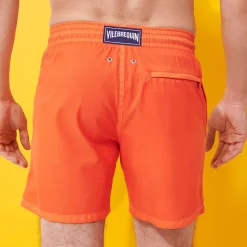 Hot Vilebrequin Men Swim Trunks Ultra-Light And Packable Solid Tango/Orange