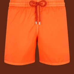 Hot Vilebrequin Men Swim Trunks Ultra-Light And Packable Solid Tango/Orange