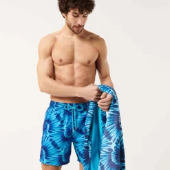 Hot Vilebrequin Men Swim Trunks Ultra-Light And Packable Nautilius Tie & Dye Azure/Blue