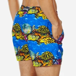 New Vilebrequin Men Swim Trunks X Hunt Slonem Atoll/Blue