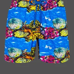 New Vilebrequin Men Swim Trunks X Hunt Slonem Atoll/Blue