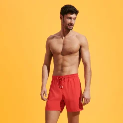 Discount Vilebrequin Men Swim Trunks Water-Reactive Crabs & Shrimps Poppy Red/Red