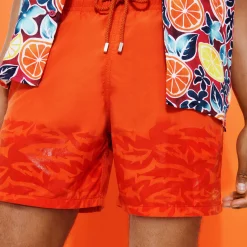 Store Vilebrequin Men Swim Trunks Water-Reactive Requins 3D Rust/Orange