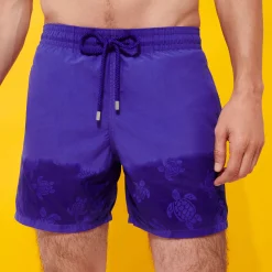 Discount Vilebrequin Men Swim Trunks Water-Reactive Ronde De Tortues Purple Blue/Blue
