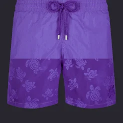 Discount Vilebrequin Men Swim Trunks Water-Reactive Ronde De Tortues Purple Blue/Blue