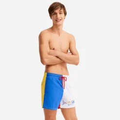 Sale Vilebrequin Men Swimwear Multicolor Placed Embroidery Squale - X Jcc+ - Limited Edition White/White